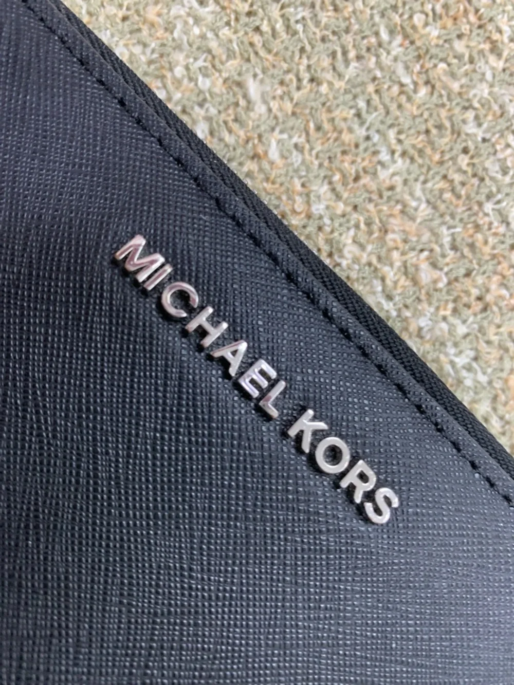 Michael Kors Black Saffiano Leather Zip Wristlet